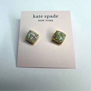 New Kate Spade Square Sparkly Glitter Rhinestone Stud Earrings